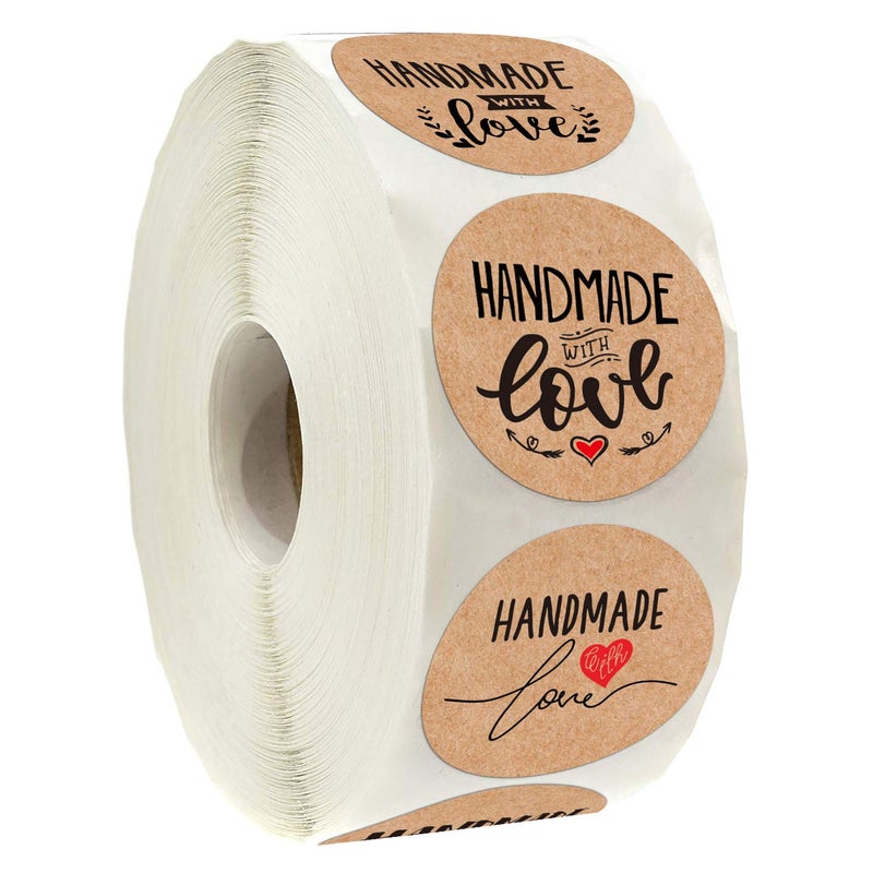Mr.Mug Handmade Packaging, Homemade Stickers - 6 Designs, 1.4 Inches, 500 Adhesive Labels Per Roll - Image 1